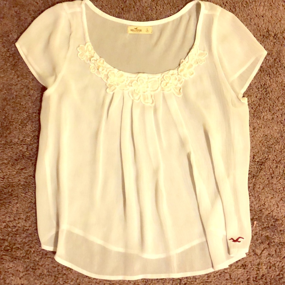 White cap sleeve blouse by Hollister